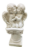 Twin Cherubs On A Pedestal Garden Statue Ornament 67 cm high