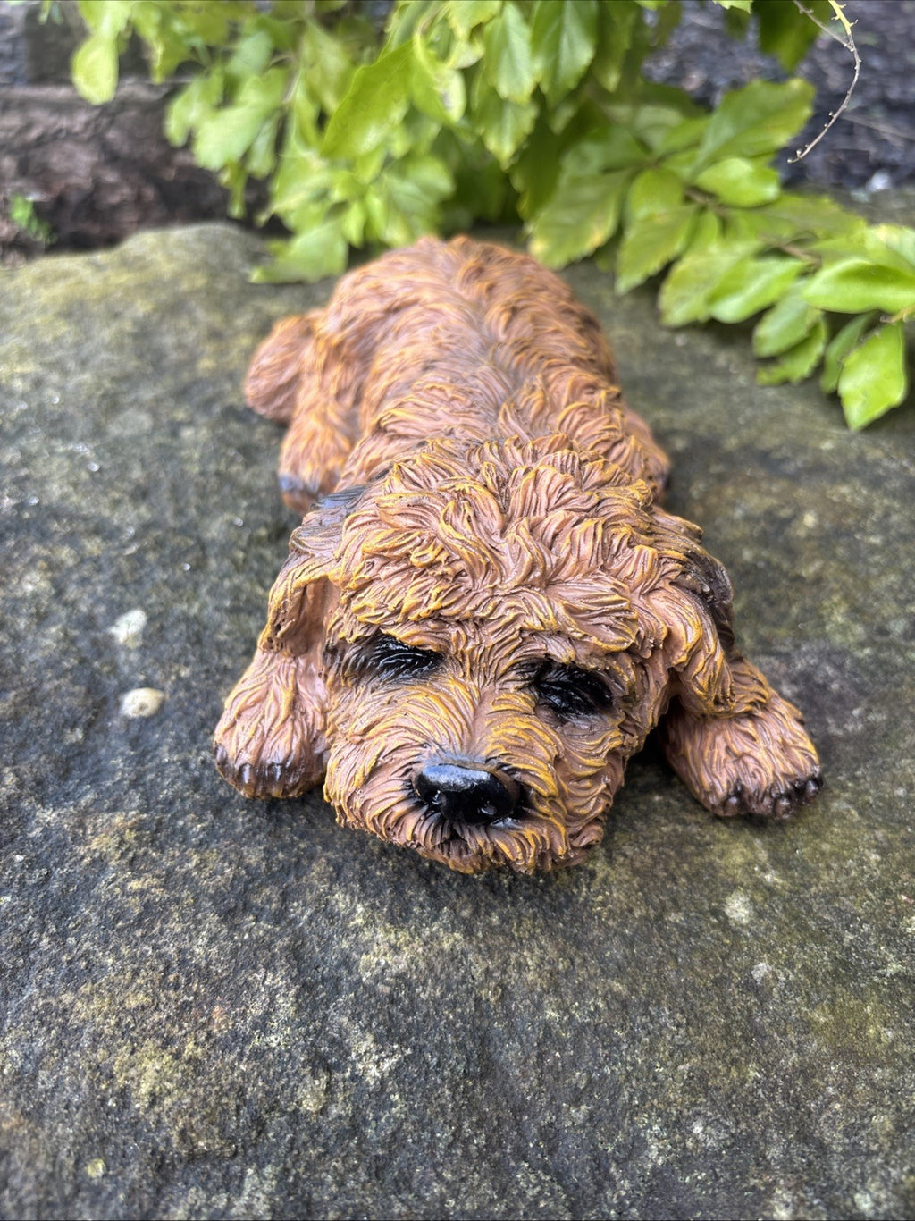 CAVOODLE SLEEPING STATUE PUPPY DOG ANIMAL GARDEN ORNAMENT SCULPTURE