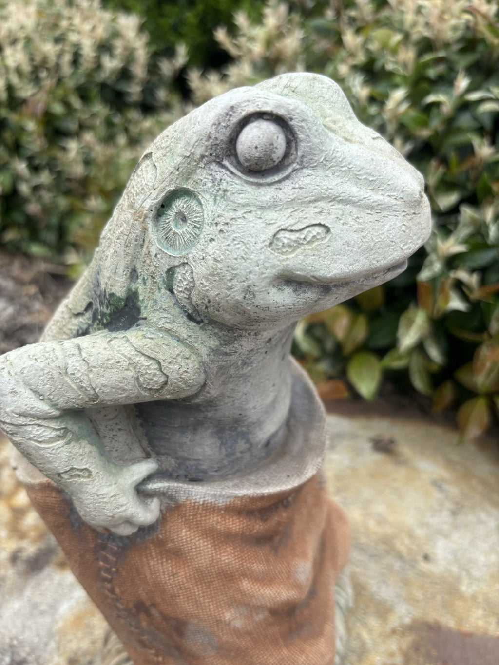 Frog In Potato Sack Animal Concrete Cement Garden Statue Australian Made