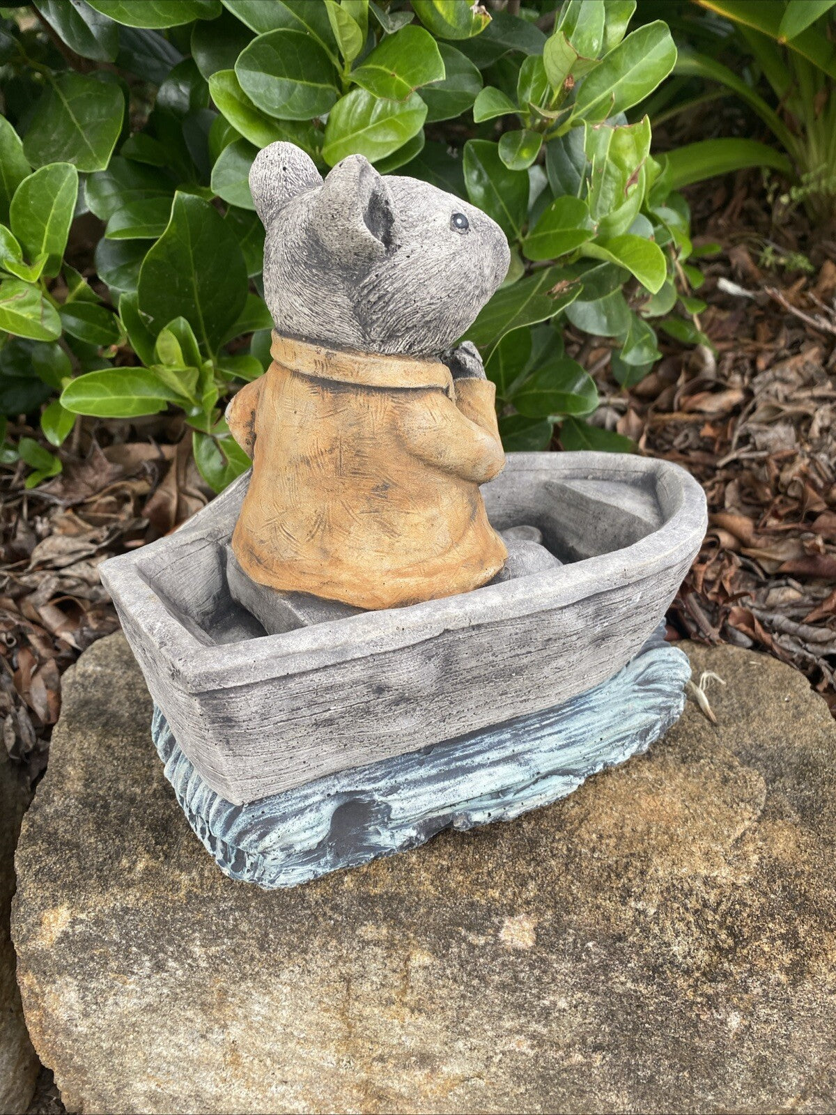 Mouse Boat Concrete Garden Statue Ornament  Australian Made