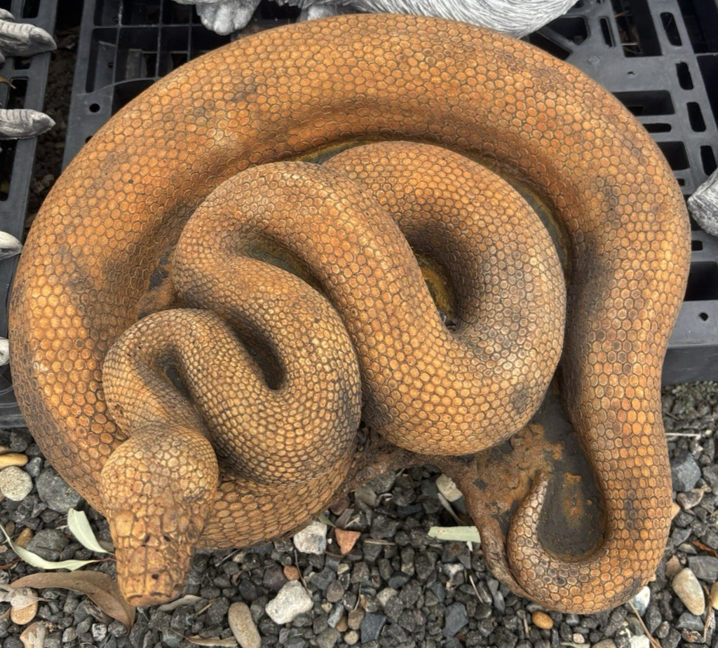 Concrete Python Snake Garden Statue Realistic Reptile Outdoor Ornament
