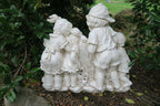 Boy Girl Welcome Garden Statue Rabbits Figurine Sculpture Ornament Children