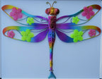 Metal Dragonfly Glow In The Dark Hanging Wall Art Garden Feature Decor