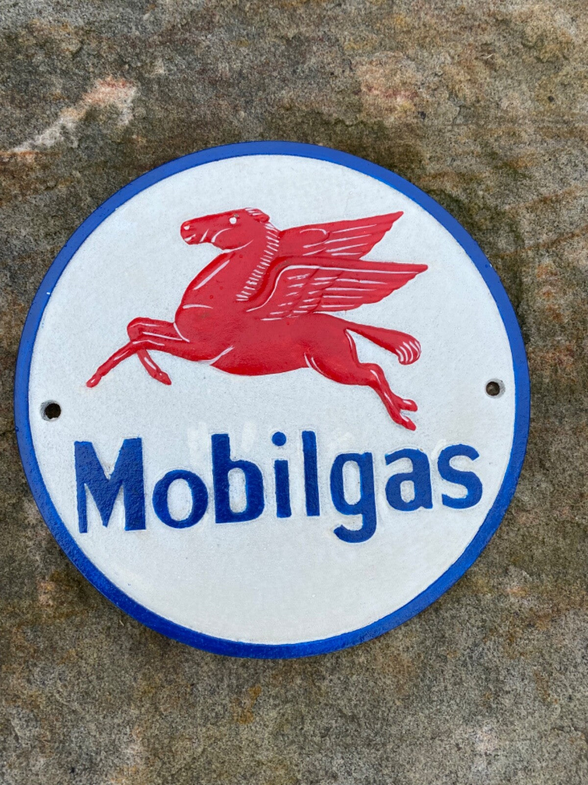 Mobilgas Cast Iron Sign Retro Man Cave Shed Garage Reproduction 24cm