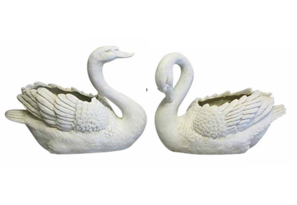 Swan Planter Pot Plant Garden Sculpture Statue White Hamptons Large White