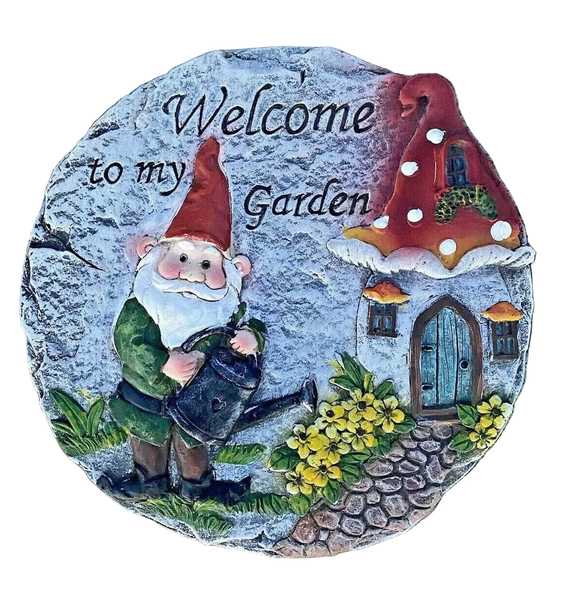 Welcome To My Garden Gnome Sign Cement Garden Path Stepping Stone Decor 25cm