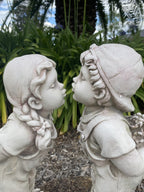 Boy And Girl First Kiss Garden Statue Figurine Sculpture Ornament Children 50 cm