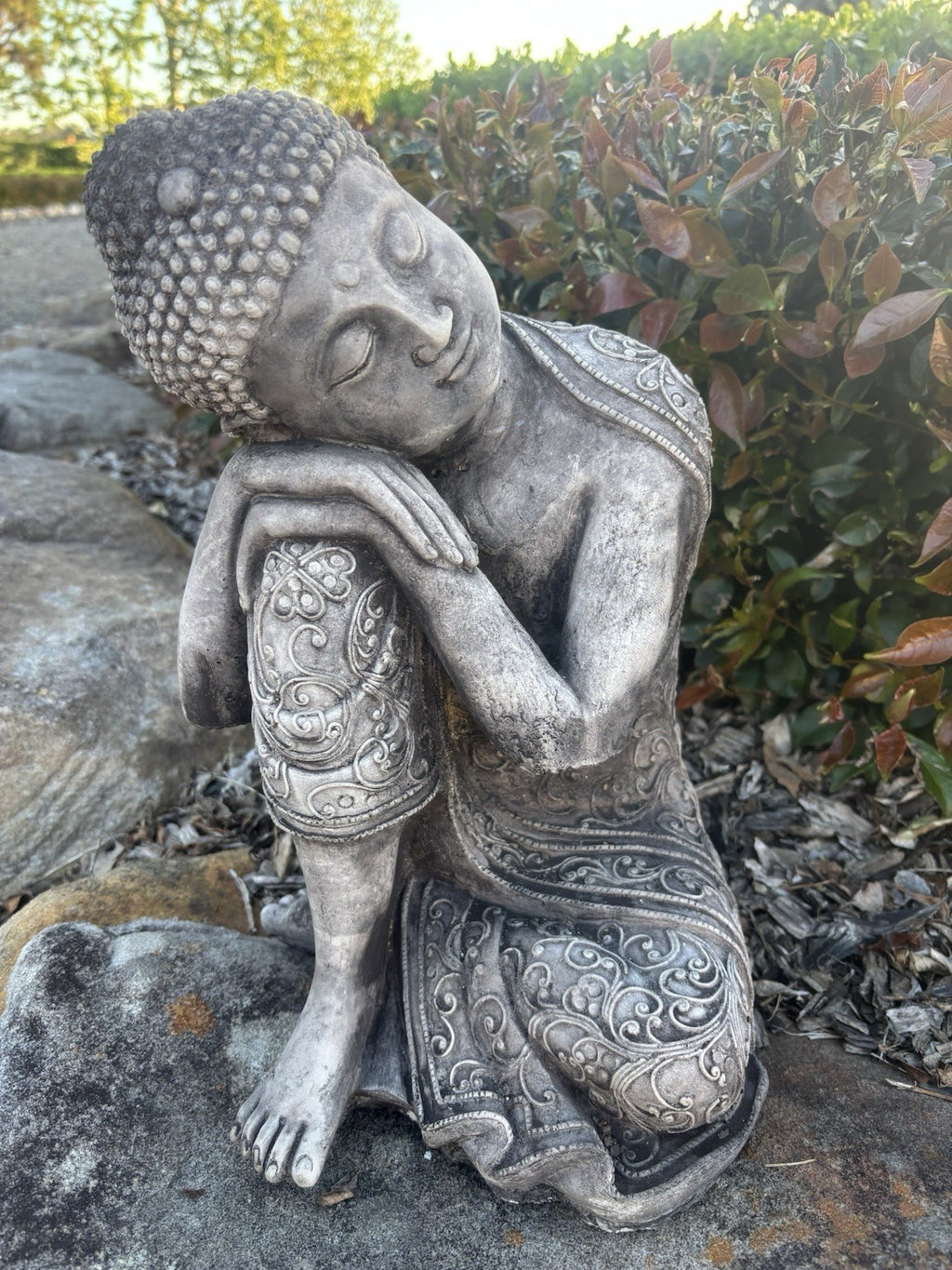 Concrete Buddha Garden Statue | Peaceful Sitting Buddha Outdoor Ornament