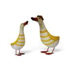 Set of 2 Metal Yellow & White Duck Garden Statues | Outdoor Decorative Ornament