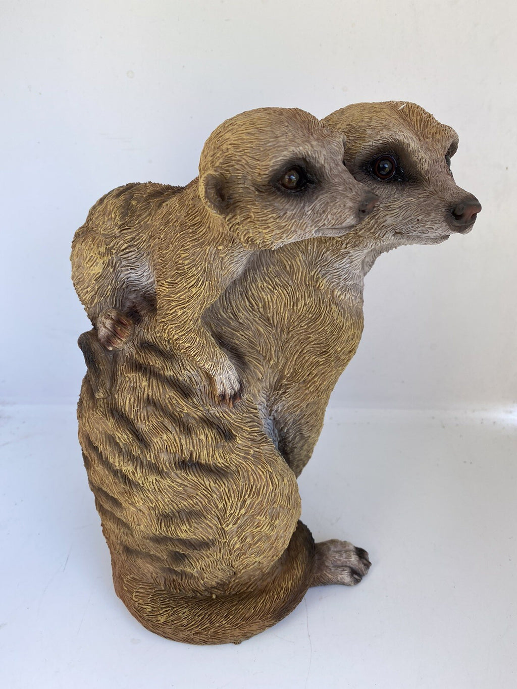 MEERKAT WITH BABY ANIMAL GARDEN  STATUE ORNAMENT SCULPTURE HOME DECOR