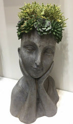 FLOWER GIRL PLANTER TWO SUCCULENT LADY FACE POT PLANTERS