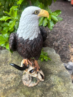 EAGLE PERCHED ON SKULL BIRD ANIMAL GARDEN STATUE ORNAMENT FIGURINE