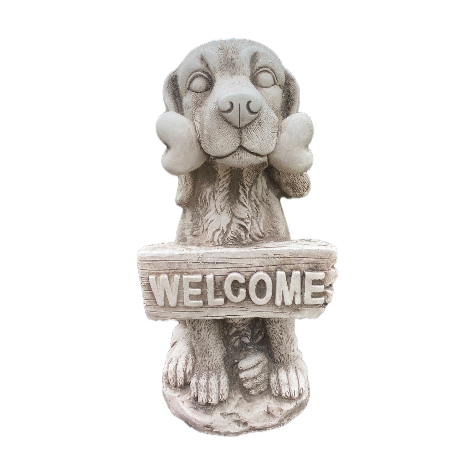 Dog Holding A Bone Welcome Sign Garden Statue Ornament Home Garden Decor