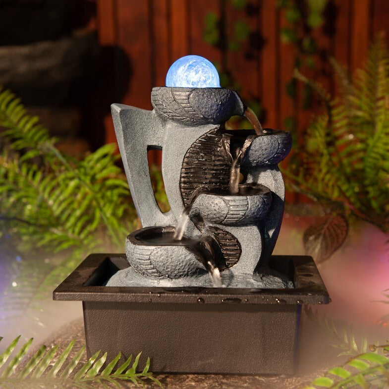 CURL DRIFT WATER FEATURE FOUNTAIN INDOOR OUTDOOR BENCH TOP HOME DECOR