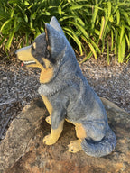 BLUE CATTLE DOG HEELER STATUE PUPPY MEMORIAL ANIMAL GARDEN ORNAMENT FIGURINE