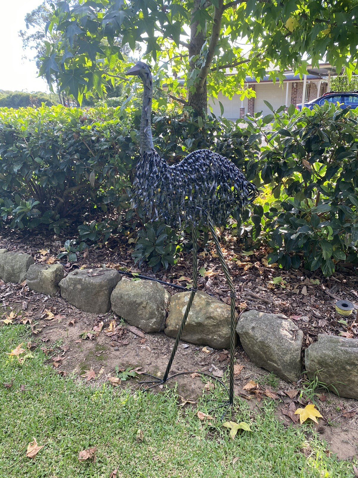 Metal Australian Emu Garden Ornament Bird Sculpture Statue Black 92cm