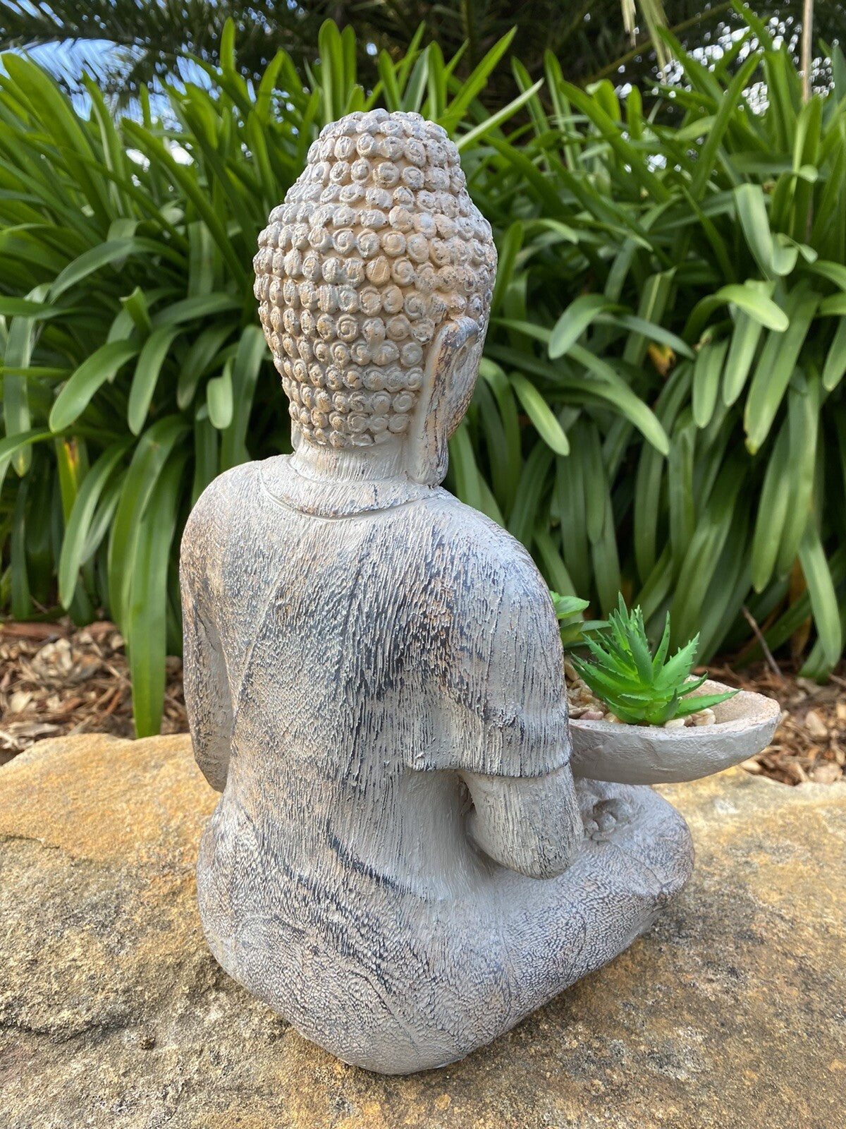 Meditating Buddha Holding Succlents Statue Ornament Figurine Home Decor 33CM