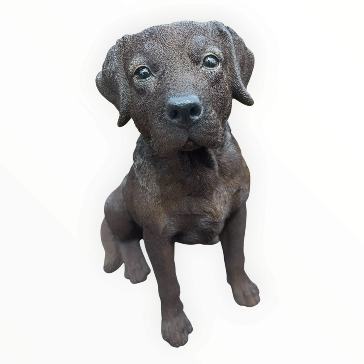 Resin Chocolate Labrador Dog Statue Garden Ornament Sitting Puppy