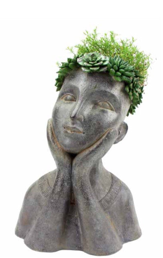 FLOWER GIRL PLANTER SUCCULENT LADY FACE POT PLANTERS GARDEN PLANT FEATURE