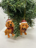 2 x Dachshund Sausage Dog Puppy Christmas Xmas Tree Decoration Statue Home Decor