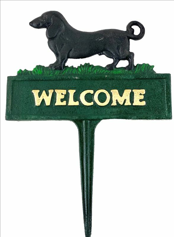 Cast Iron Embossed Garden Stake Sausage Dachshund Dog Garden Decor Lawn Ornament