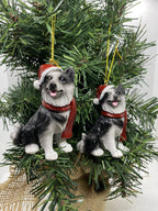 2 x Border Collie Dog Puppy Christmas Xmas Tree Decoration Statue Home Decor