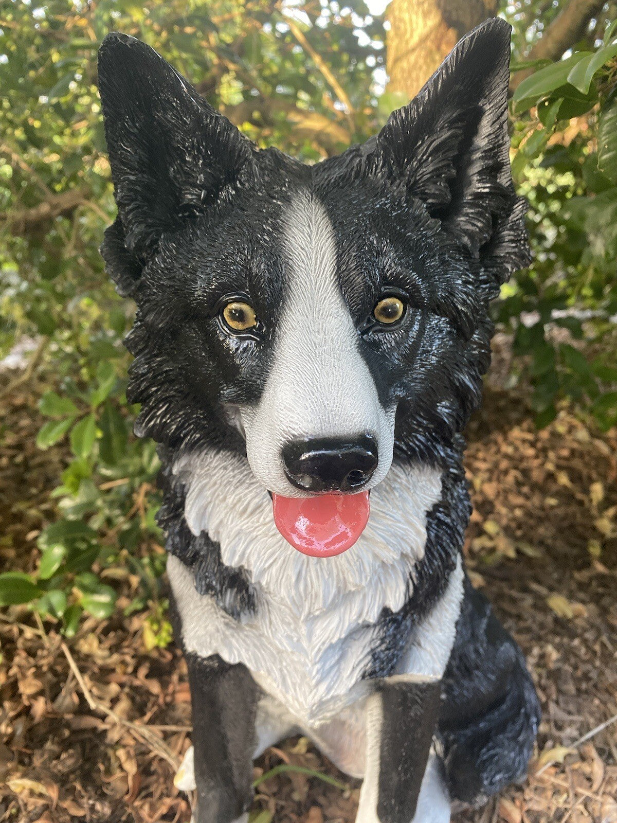 Border Collie Sitting Statue Working Sheepdog Ornament Memorial Home Decor 45 CM