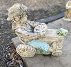 Boy On Tractor Garden Statue - Pick up Only
