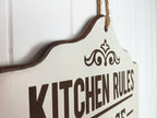 Kitchen Rules Hanging Sign Plaque Home Wall Decor Brown Natural