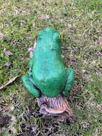 Green Tree Frog On A Log  Animal Concrete Cement Garden Statue Australian Made