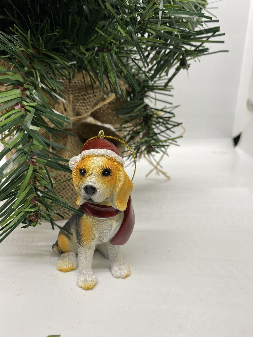 2 x Beagle Dog Puppy Christmas Xmas Tree Decoration Statue Home Decor