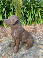 LABRADOR SITTING DOG PUPPY CHOCOLATE BROWN GUIDE GARDEN STATUE ORNAMENT MEMORIAL