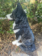 Border Collie Sitting Statue Working Sheepdog Ornament Memorial Home Decor 45 CM