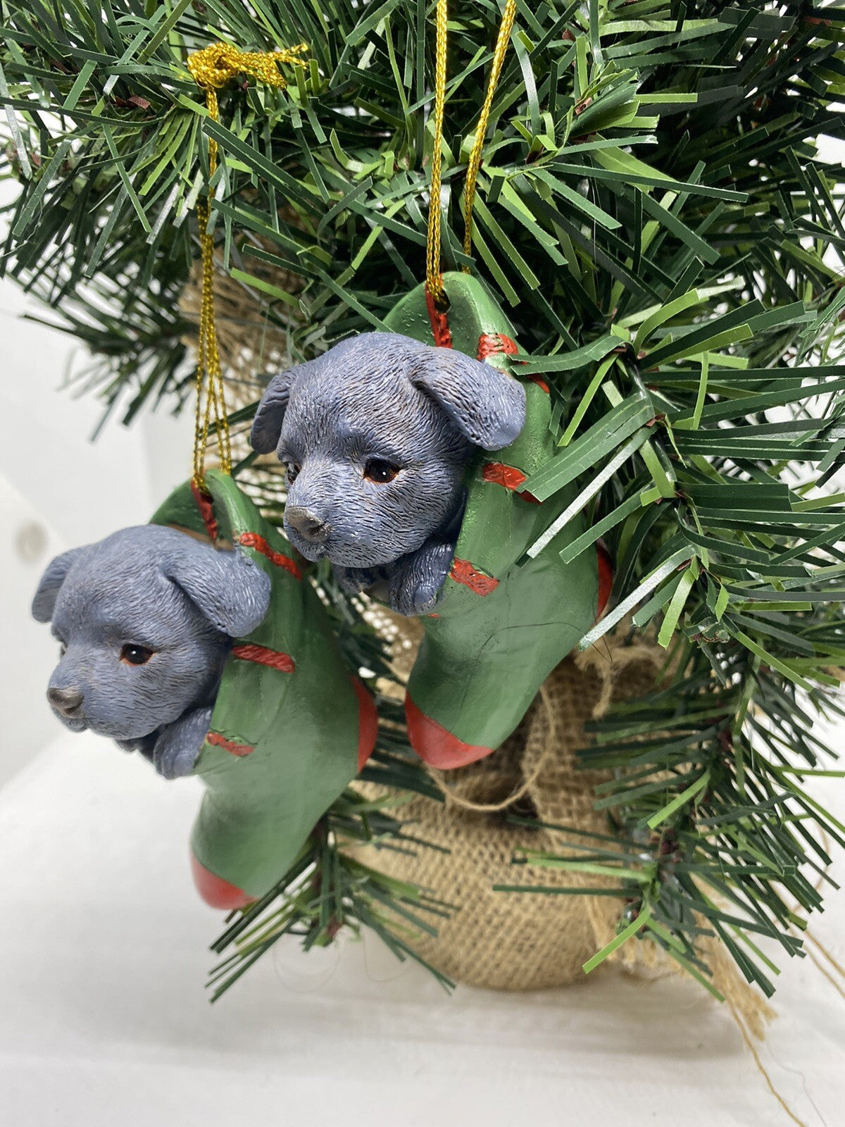 Staffordshire Staffy  Dog Puppy Christmas Xmas Tree Decoration Statue Home Blue