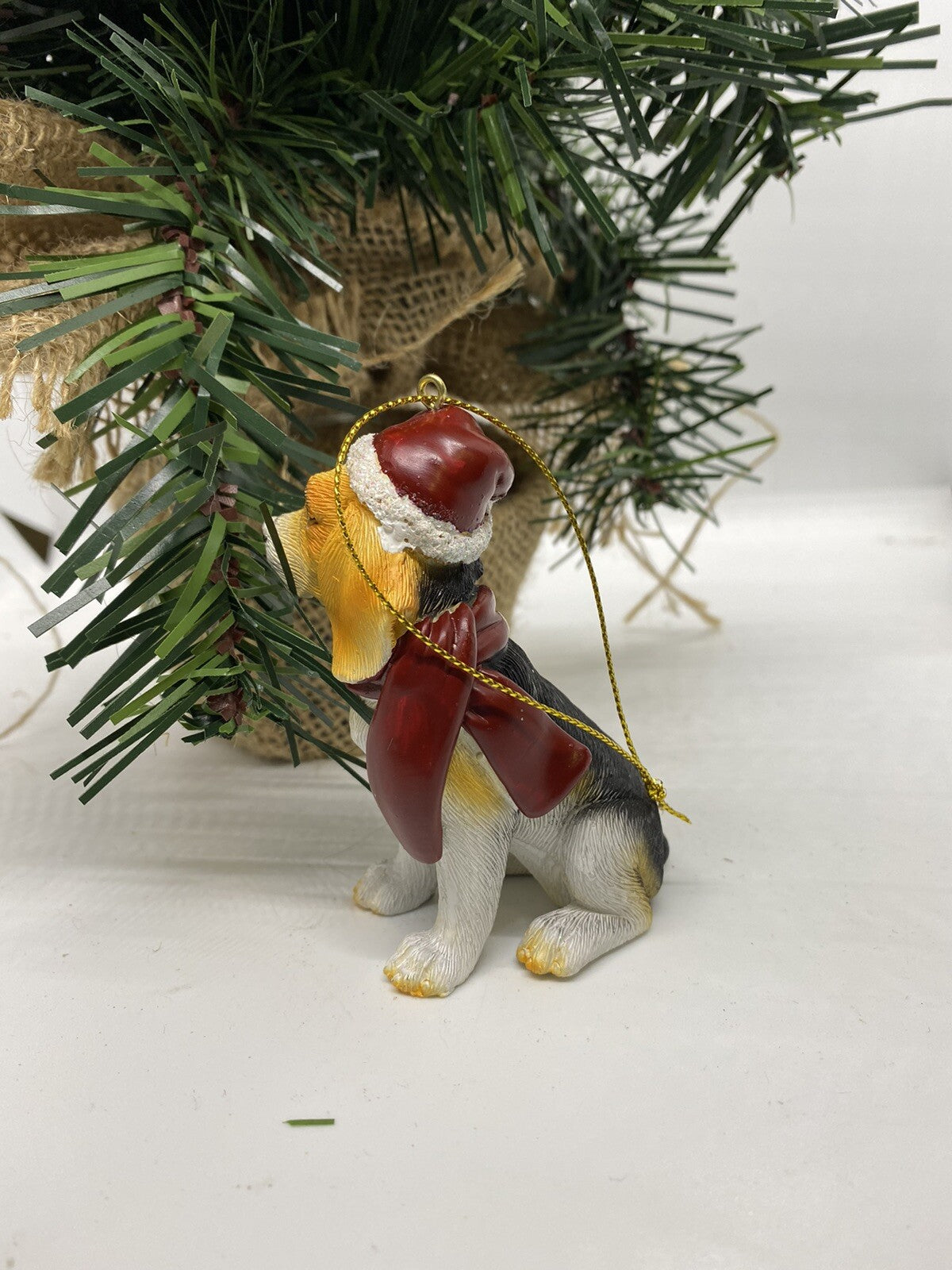 2 x Beagle Dog Puppy Christmas Xmas Tree Decoration Statue Home Decor