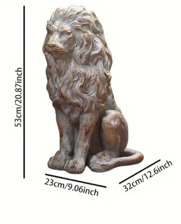 Lion Statue Guardian Garden Ornament Sculpture Chinese Feng Shu Antique 53cm