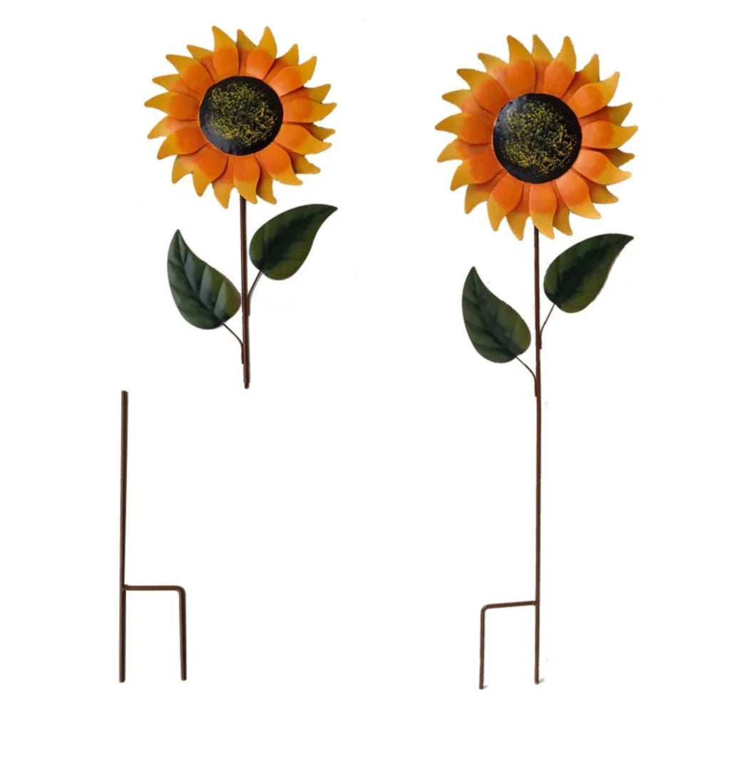 Metal Sunflower Garden Stake Outdoor Yard Art Ornament Sculpture Home Decoration