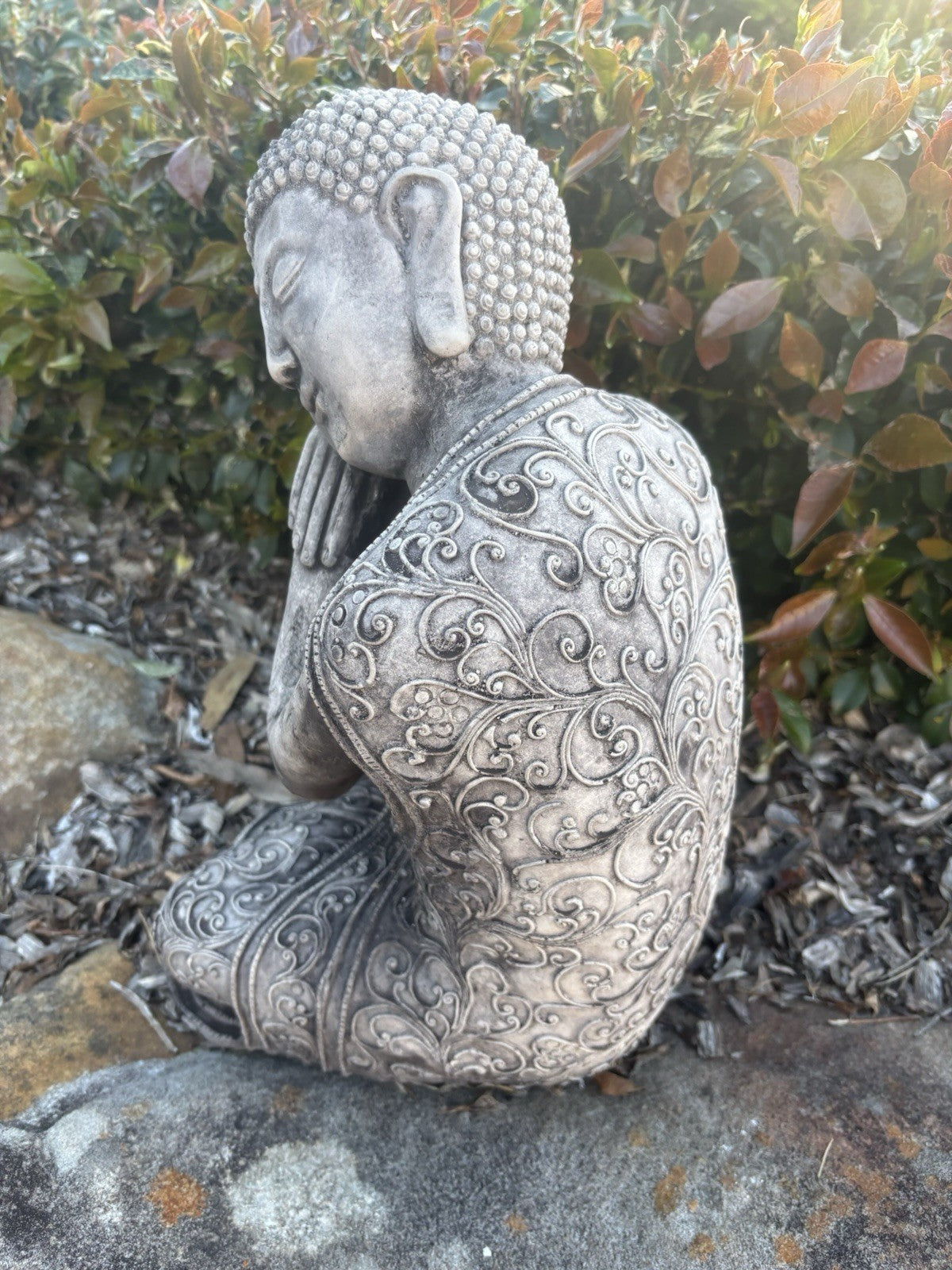 Concrete Buddha Garden Statue | Peaceful Sitting Buddha Outdoor Ornament