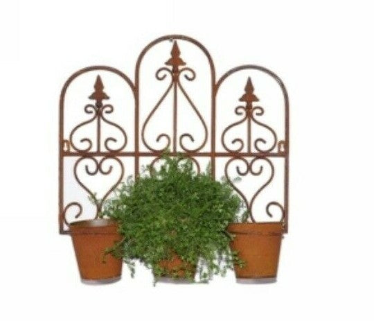 Rustic Brown Iron Window Flower Pot Holder Stand Planter Home Garden Decor