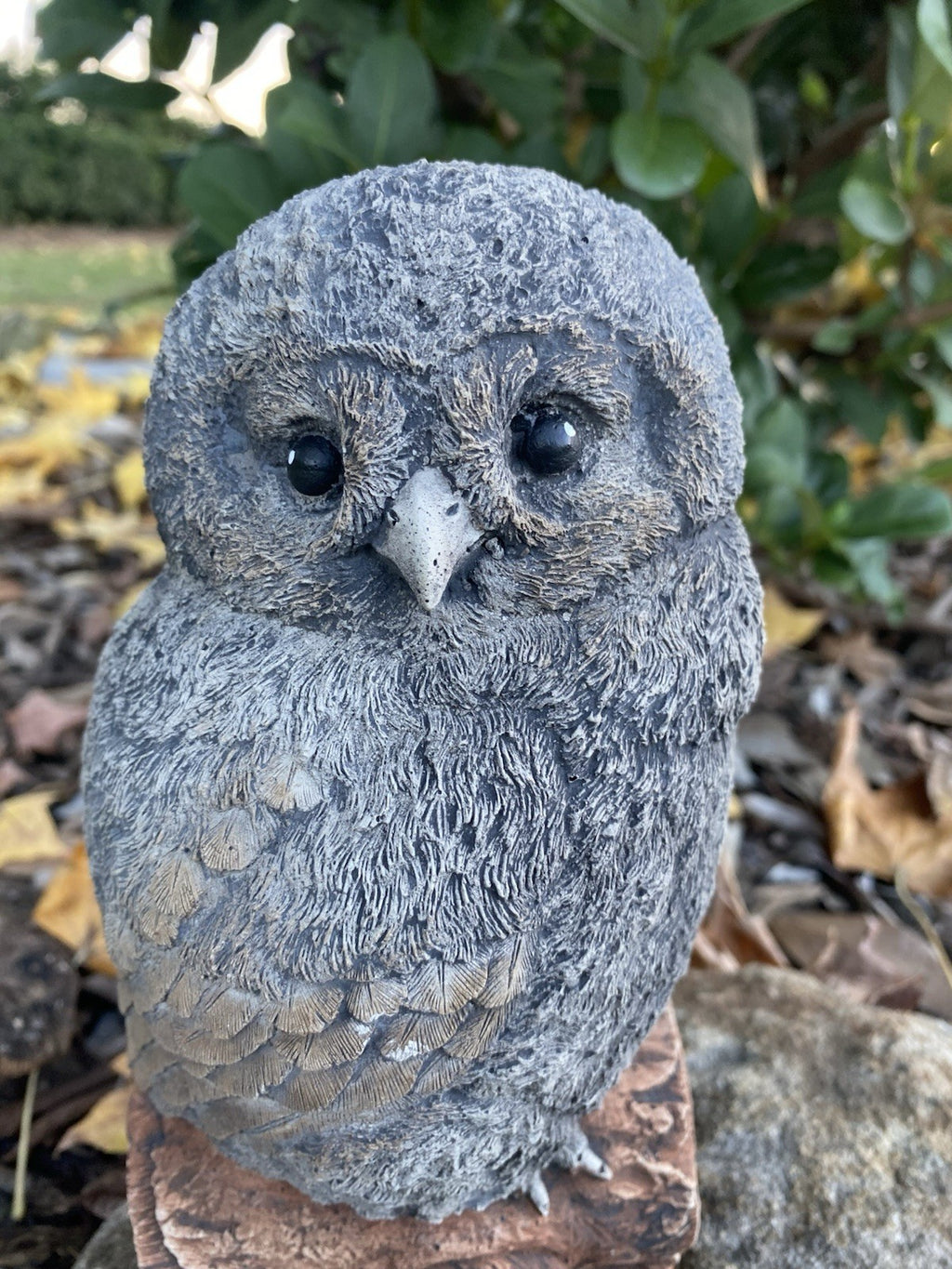 Fluffy Owl Statue Ornament Animal Concrete Garden Australian Made