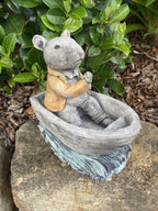 Mouse Boat Concrete Garden Statue Ornament  Australian Made