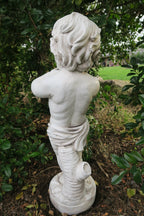 BOY STATUE PLAYING TRUMPET INSTRUMENT GARDEN STATUE ORNAMENT HOME DECOR