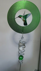 3D HUMMING BIRD WIND CHIME SPINNERS SWIVEL TWISTER GAZING BALL WITH SPIRAL TAIL