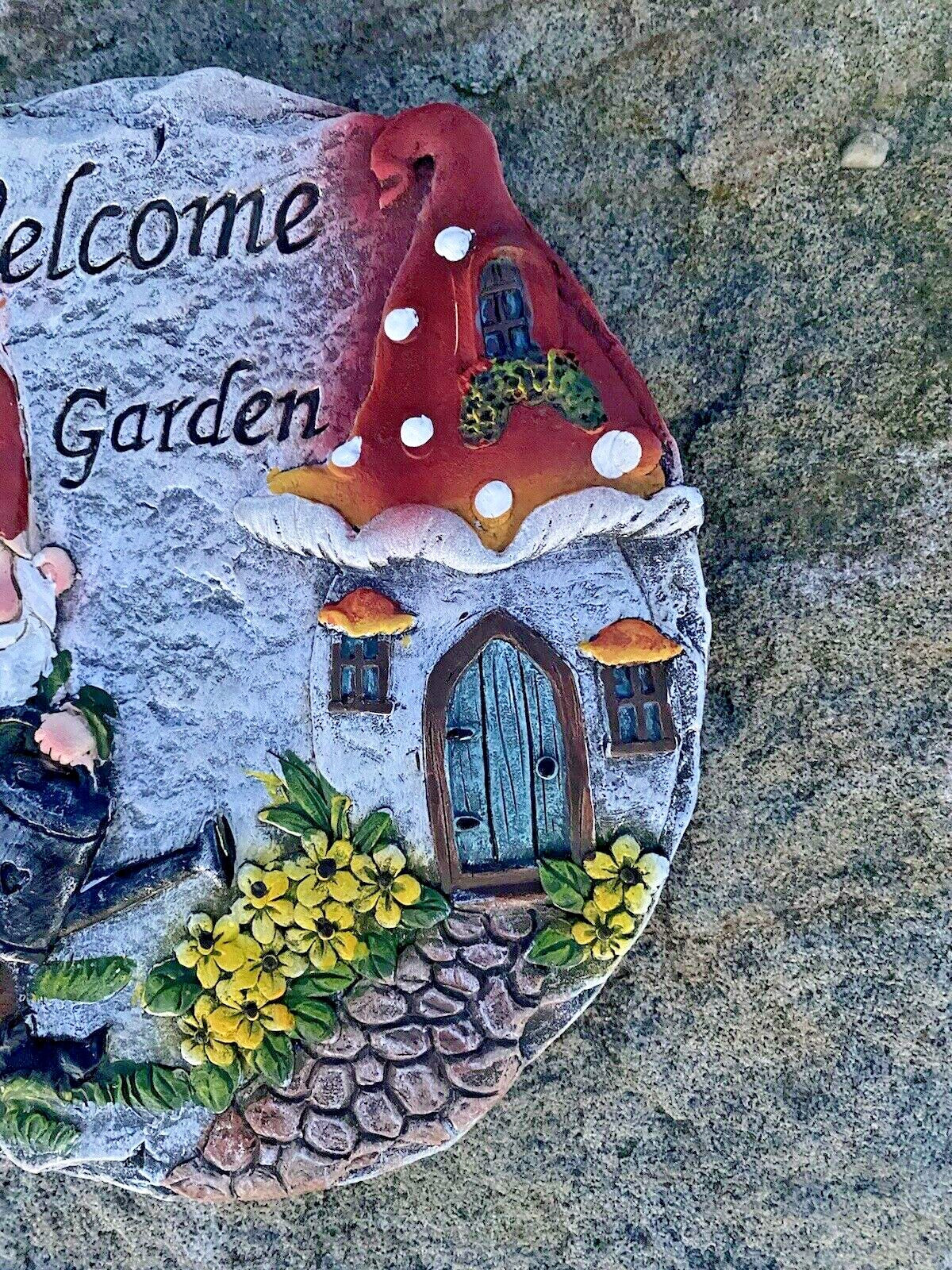 Welcome To My Garden Gnome Sign Cement Garden Path Stepping Stone Decor 25cm