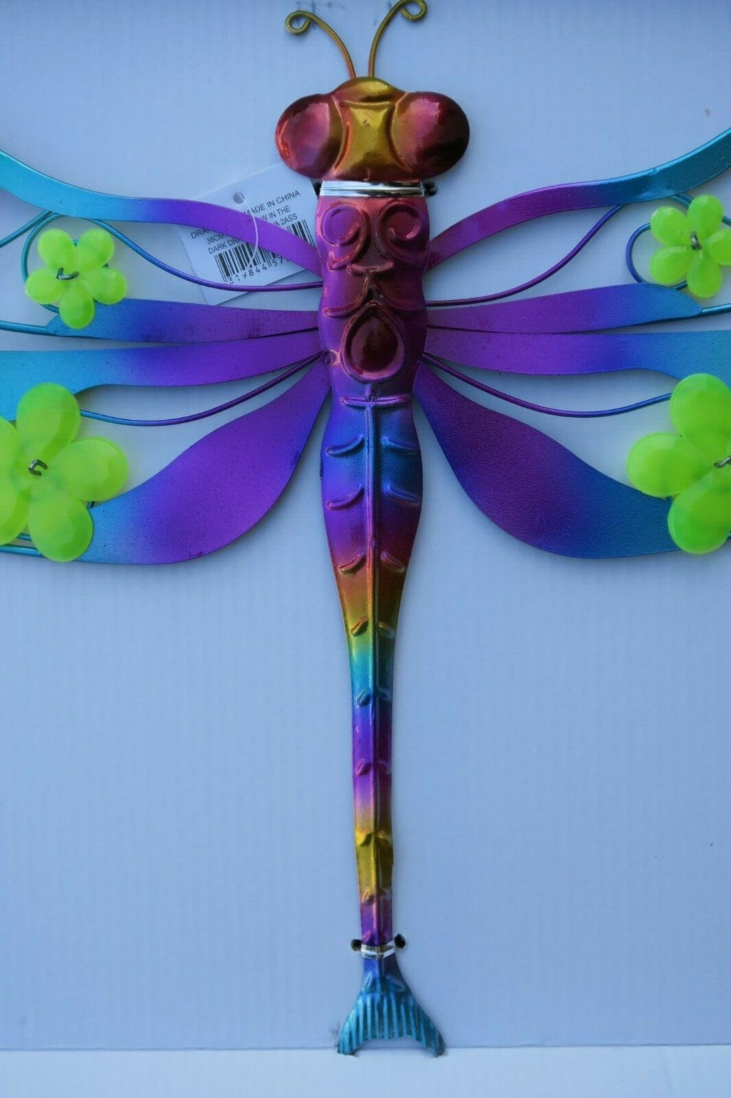 Metal Dragonfly Glow In The Dark Hanging Wall Art Garden Feature Decor