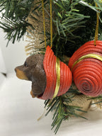 2 x Dachshund Sausage Dog Puppy Christmas Xmas Tree Decoration Statue Brown