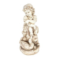 Girl Sitting with A Duck Garden Statue Figurine Ornament Children Antique White