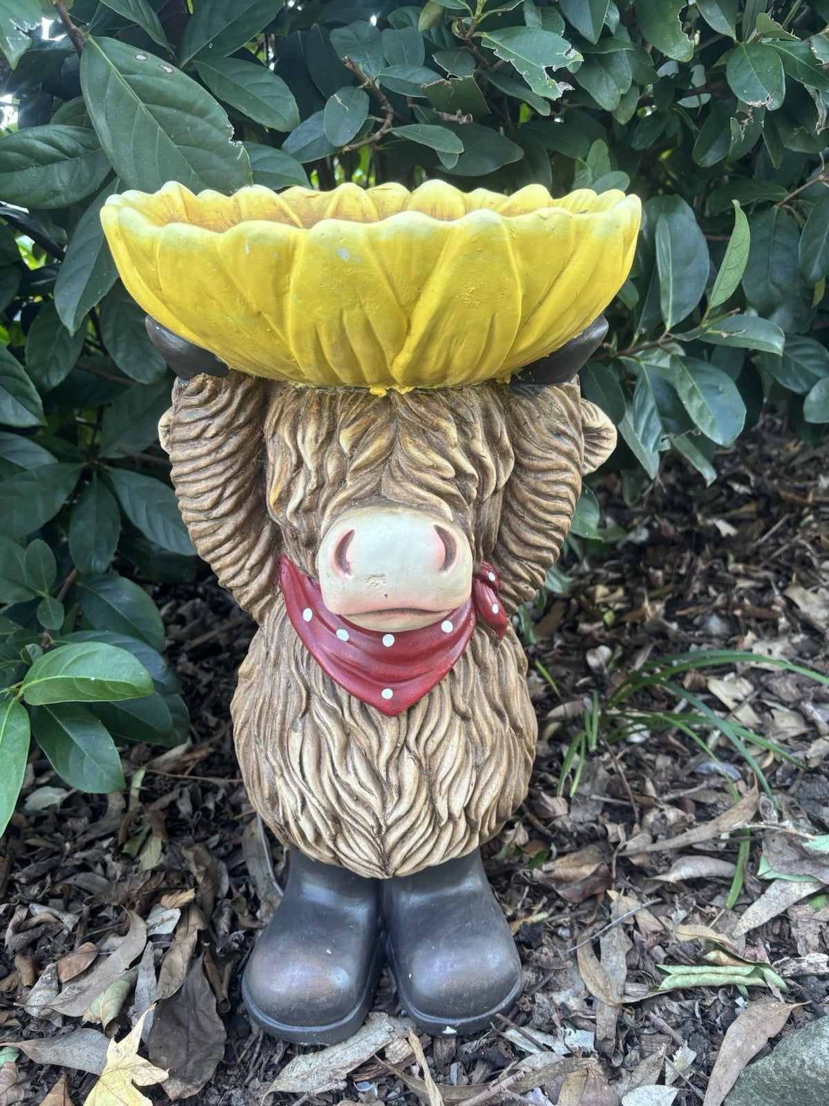 Highland Cow Bird Feeder | Outdoor Garden Bird Bath & Feeder Ornament