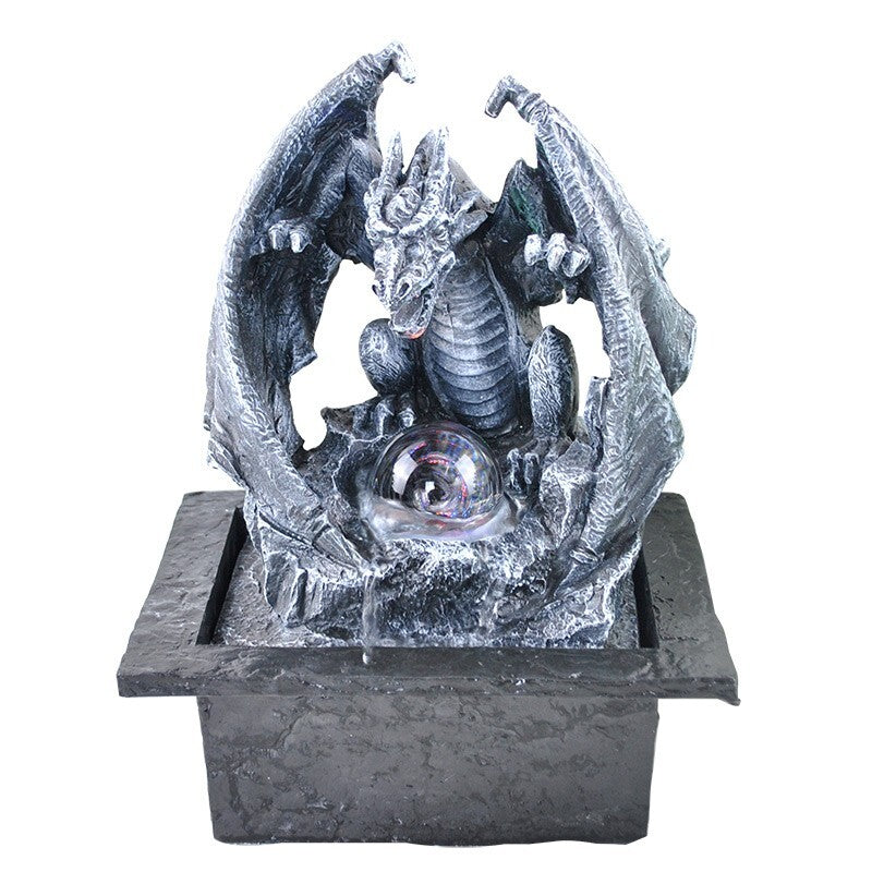 MYSTICAL DRAGON WATER FEATURE FOUNTAIN INDOOR OUTDOOR BENCH TOP HOME DECOR