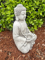 Meditating Buddha With Lotus Flower Garden Statue